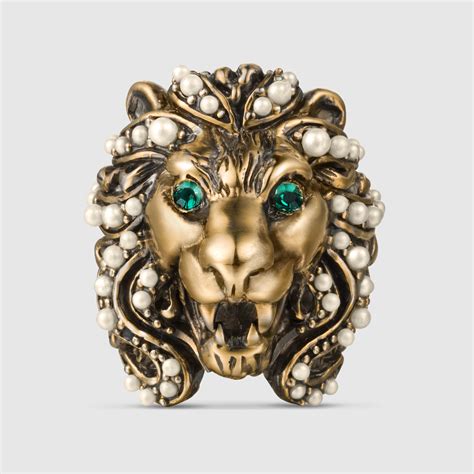 gucci lion crystal ring fakre|are gucci rings real.